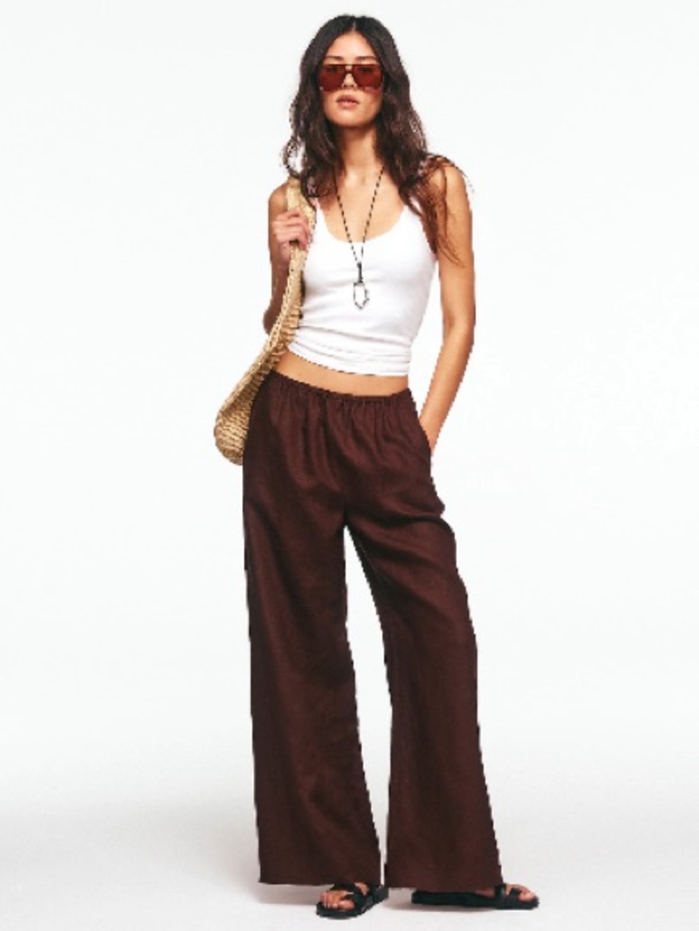 NWT J. Crew Cosmo pants linen wide-leg L tall LT - Picture 2 of 6